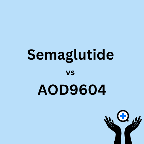 A blue image with text saying "Semaglutide vs AOD9604: What are the differences?"