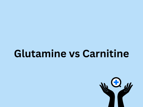 A blue image with text saying "Glutamine vs Carnitine"