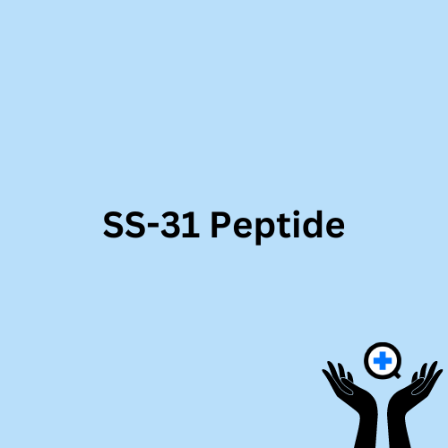 A blue image with text saying "SS-31: Peptide"