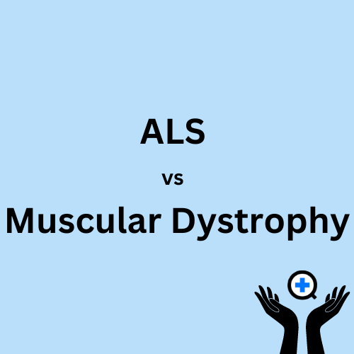 A blue image with text saying "ALS vs Muscular Dystrophy"