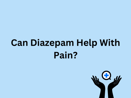 A blue image with text saying "Can Diazepam Help With Pain?"
