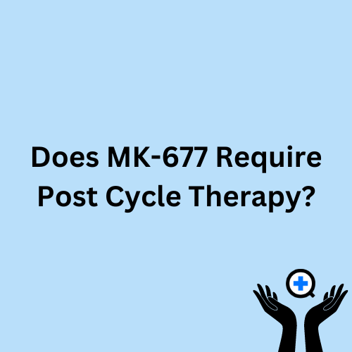 A blue image with text saying "Does MK-677 Require Post Cycle Therapy?"