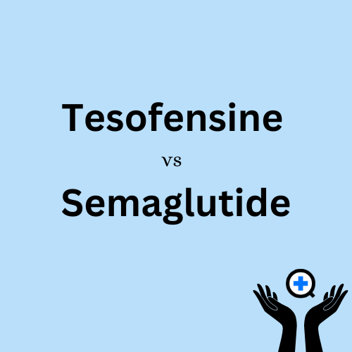 A blue image with text saying "Tesofensine vs Semaglutide: A Head-to-Head Comparison"