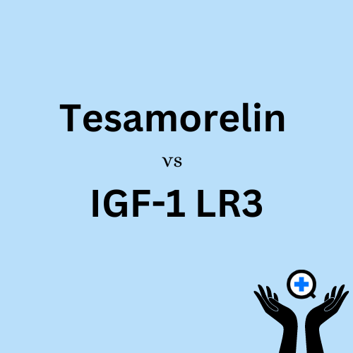 A blue image with text saying "Comparing Tesamorelin and IGF-1 LR3: A Detailed Analysis"