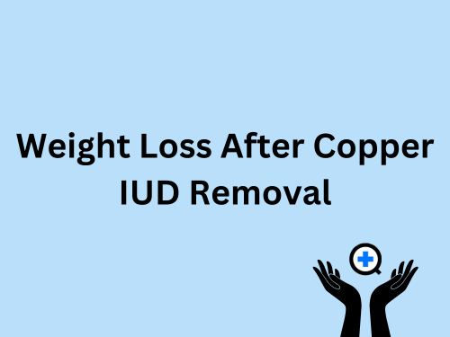 A blue image with text saying "Weight Loss After Copper IUD Removal"