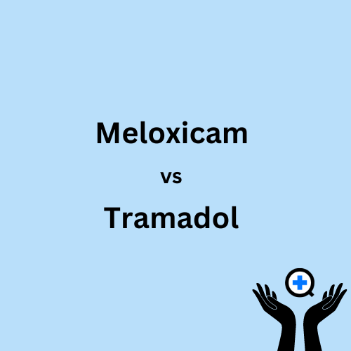 A blue image with text saying "Meloxicam vs Tramadol"