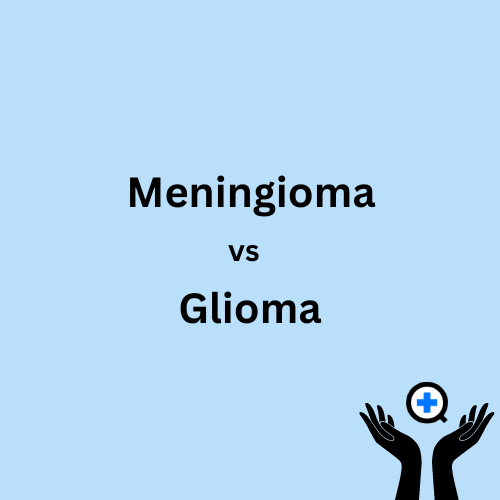 A blue image with text saying "Meningioma vs Glioma"
