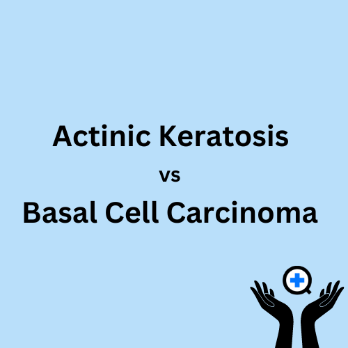 A blue image with text saying "Actinic Keratosis vs Basal Cell Carcinoma"