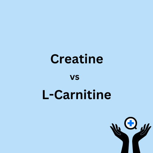 A blue image with text saying "Creatine vs L-carnitine"