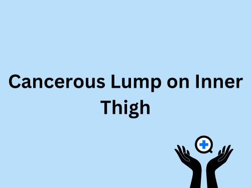 A blue image with text saying "Cancerous Lump on the Thigh: everything you need to know"