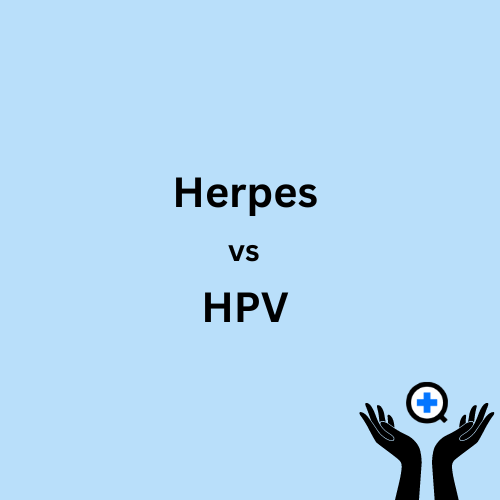 A blue image with text saying "HPV vs Herpes"