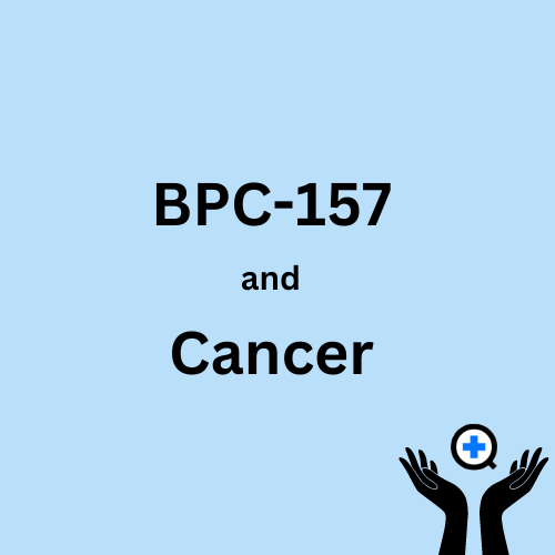 A blue image with text saying "Does BPC157 influence Cancer Risk"