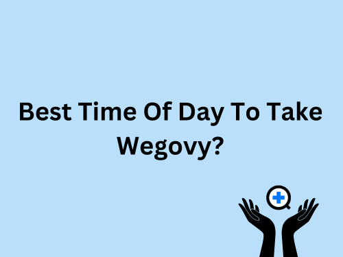 A blue image with text saying "Best Time Of Day To Take Wegovy?"