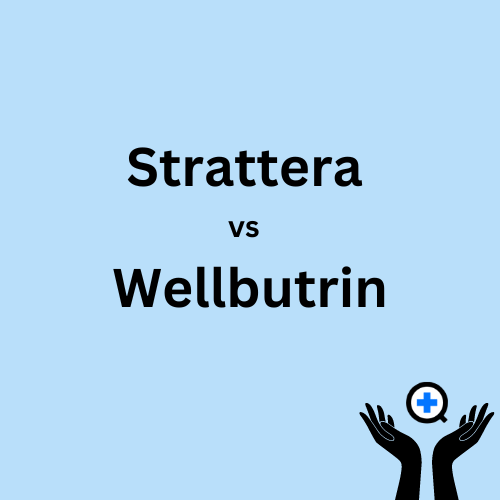 A blue image with text saying "Strattera vs Wellbutrin"
