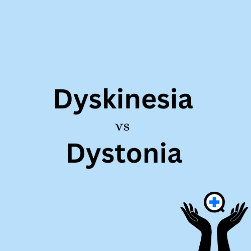 A blue image with text saying "Dyskinesia vs Dystonia"