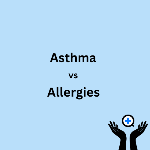 A blue image with text saying "Asthma vs Allergies"