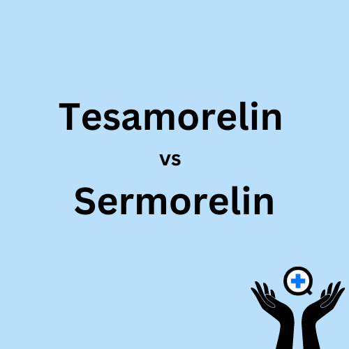 A blue image with text saying "Comparing Tesamorelin and Sermorelin: A Detailed Overview"