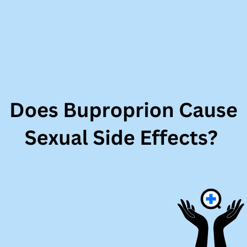 A blue image with text saying "Bupropion: Does It Have Sexual Side Effects?"