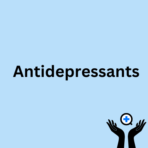 A blue image with text saying "Antidepressants"