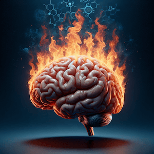 An image of a brain on fire. 
